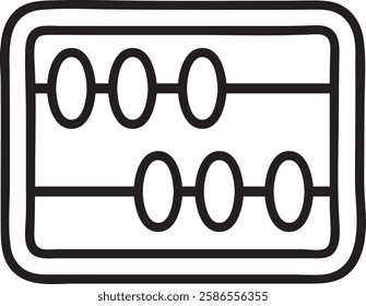 Simple and minimal illustration of an abacus, a traditional calculating tool used for learning and counting, representing education, mathematics, and history