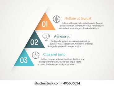 Simple and minimal infographic template with placeholders for headers and text blocks. Sample icons, text and headers. Clean bulleted list design or a presentation layout in material design style.