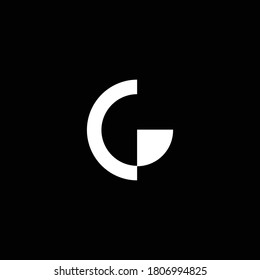 simple minimal initial biased based vector logo design of letter G in white color with black background