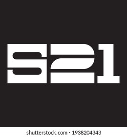 simple minimal initial biased based logo design o letter s and number 21 in white color and black background