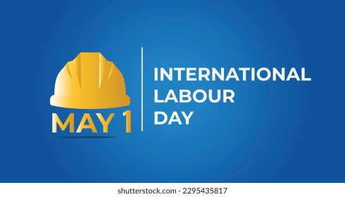Simple Minimal International labour Day Poster with Safety Helmet Illustration and Bold Typography