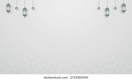 Einfacher minimalistischer horizontaler Hintergrund mit hängenden Laternen und elegantem geometrischen Muster
