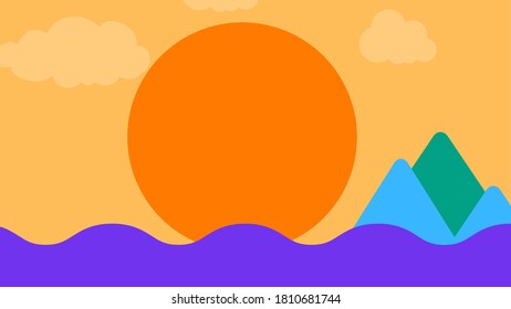 Simple and minimal landscape illustration for design your web poster, banner, landing page, background, template, etc.