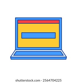 Simple and minimal laptop icon vector illustration, laptop icon vector in lineal color style perfect for business project needed on a white background