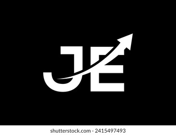 simple minimal letter JE arrow logo