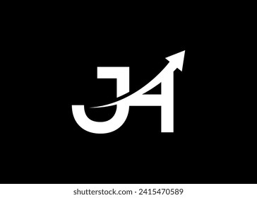 simple letra mínima logotipo de flecha JH.
