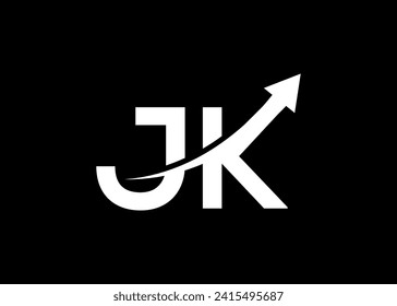 letra mínima simple logotipo de flecha JK