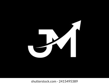 simple minimal letter JM arrow logo