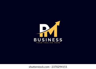 simple minimal letter pm arrow logo
