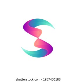 Simple minimal letter S logo template with gradient color
