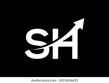 simple minimal letter SH arrow logo