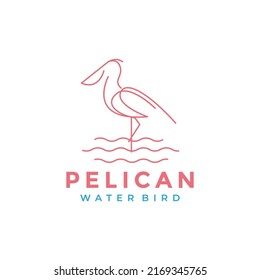 simple minimal line bird pelican water logo design vector graphic symbol icon illustration creative idea