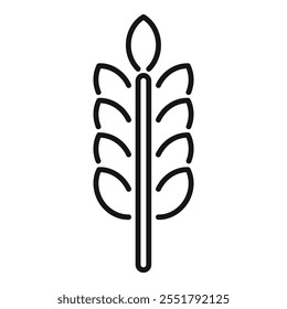 Simple and minimal line drawing of a single wheat stalk growing upwards