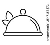 Simple and minimal line icon of a cloche used to keep food warm, perfect for representing restaurants and fine dining