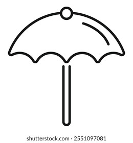 Simple and minimal line icon representing a beach umbrella, perfect for projects related to summer, vacations, and relaxation