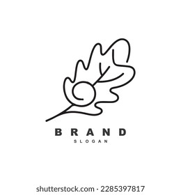 Plantilla de diseño de logotipo de hoja de roble de línea mínima simple