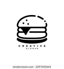 Diseño del logotipo de la hamburguesa de queso lineal mínimo simple