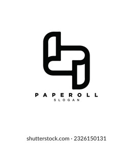 Simple minimal linear paper roll logo design vector