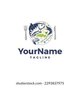 Simple and minimal logo design for sea food business. 