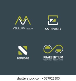 Simple minimal logo set. Flat abstract logo for your company.  Vector design template.