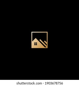 Simple minimal luxury home real estate vector logo design 