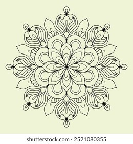 Simple minimal mehndi silhouette Vector, luxury mandala design
