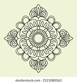 Simple minimal mehndi silhouette Vector, luxury mandala design