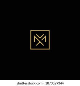 Simple Minimal Monogram Letter M Vector Logo Design