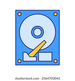 Simple and minimal office hard disk icon vector illustration, office hard disk icon vector in lineal color style perfect for business project needed on a white background