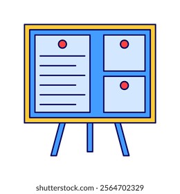 Simple and minimal office presentation board icon vector illustration, office presentation board icon vector in lineal color style perfect for business project needed on a white background