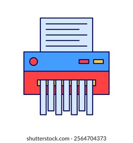 Simple and minimal paper shredder icon vector illustration, paper shredder icon vector in lineal color style perfect for business project needed on a white background