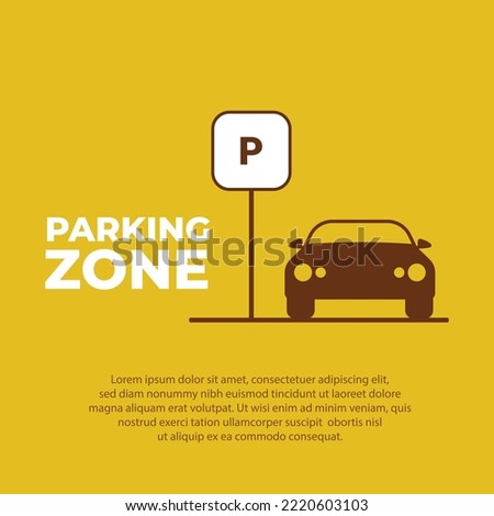 Simple and minimal Parking design over yellow background, vector illustration.
