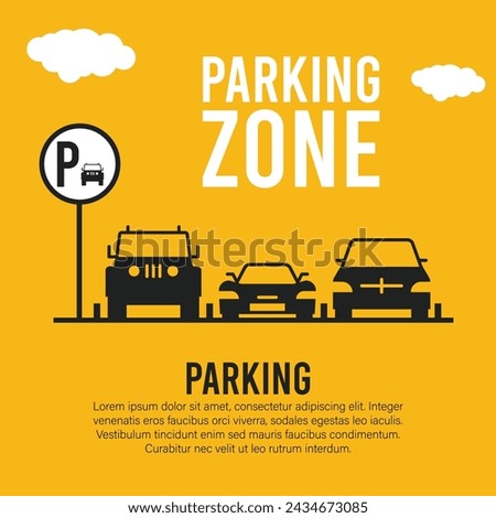 Simple and minimal Parking design over yellow background, vector illustration.