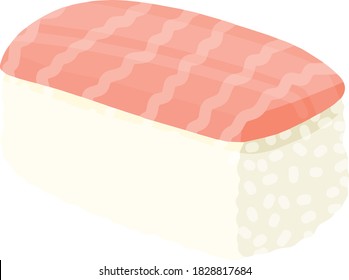 Simple minimal pastel colors cute salmon sushi icon snack pink and rice food illustration vector design element isolated on a white background