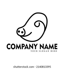 Einfaches und minimales Logo-Design für Schweine Premium Vector