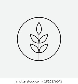 Simple minimal plant leaf logo thin line vector design