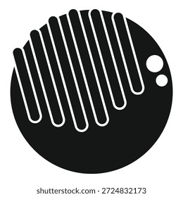 Simple and minimal representation of a planet with craters using black and white and stripes