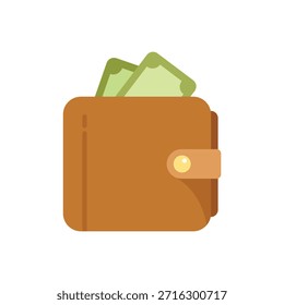 Representación simple y mínima de una billetera con efectivo, podría usarse para finanzas, banca, riqueza, etc