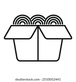 Simple and minimal representation of a wok box full of noodles, ideal for representing asian food