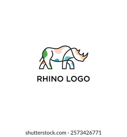 simple minimal rhino vektor logo outline style