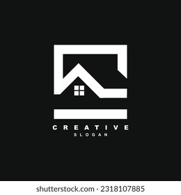 Simple minimal roof top logo design. Home interior and exterior logo design vector