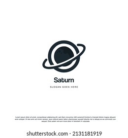 Simple minimal Saturn planet With ring logo design