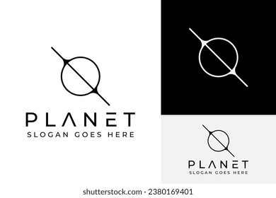 Simple Minimal Saturn Satellite Planet Astronomy Logo Design Branding Template
