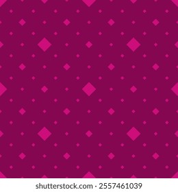 Simple minimal seamless pattern. Cute vector pink and maroon color geometric texture with small rhombus shapes, diamonds, squares, dots. Stylish basic background. Repeating design for decor, textile