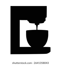 Simple, minimal silhouette of a black espresso machine brewing coffee, ideal for kitchen or cafe designs.
