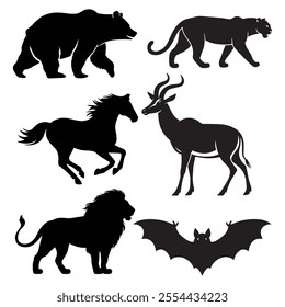 simple and minimal silhouetted animal vector art bundle pack 