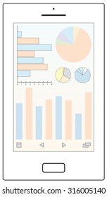 a simple and minimal smartphone business graph user interface vector illustration