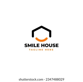 Logotipo de la casa sonriente simple y minimalista