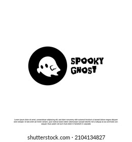Simple minimal spooky ghost logo design