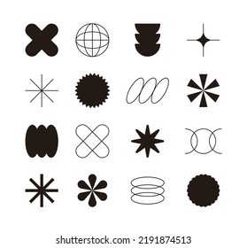 Simple, minimal style abstract geometric shapes icon set.